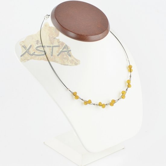Baroque amber necklace raw honey with wire